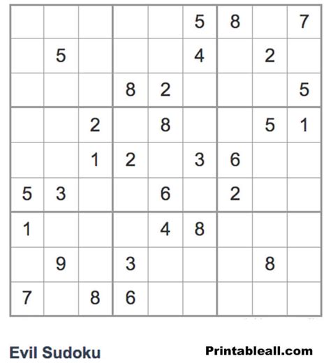 evil sudoku|free printable evil sudoku puzzles.